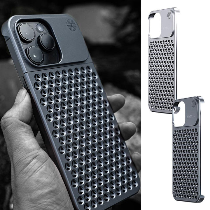 Aluminum Alloy Phone Case For 14 13 Pro Max Plus Hollow Heat Dissipation Anti-fall Full Body Shockproof Phone Cove - ZEYTONCART