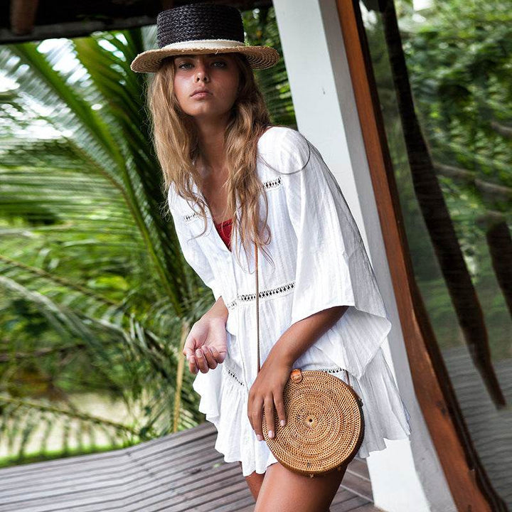 Cotton Jacquard Button Loose Sleeve Sunscreen Clothing For Women - ZEYTONCART