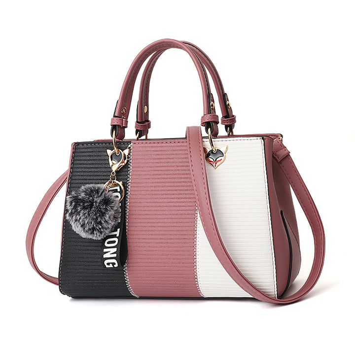 Women Hairball Ornaments Totes Patchwork Handbag Party Purse Ladies Messenger Crossbody Shoulder Bags Women Handbags - ZEYTONCART