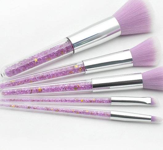 5 transparent handle makeup brushes - ZEYTONCART