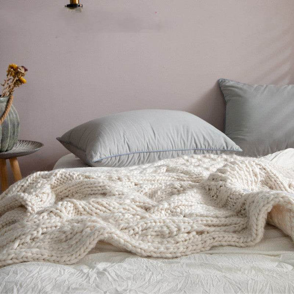 Hand-woven Thick Wool Blankets Sofa Towels And Blankets Upholstered And Photographed Blankets - ZEYTONCART