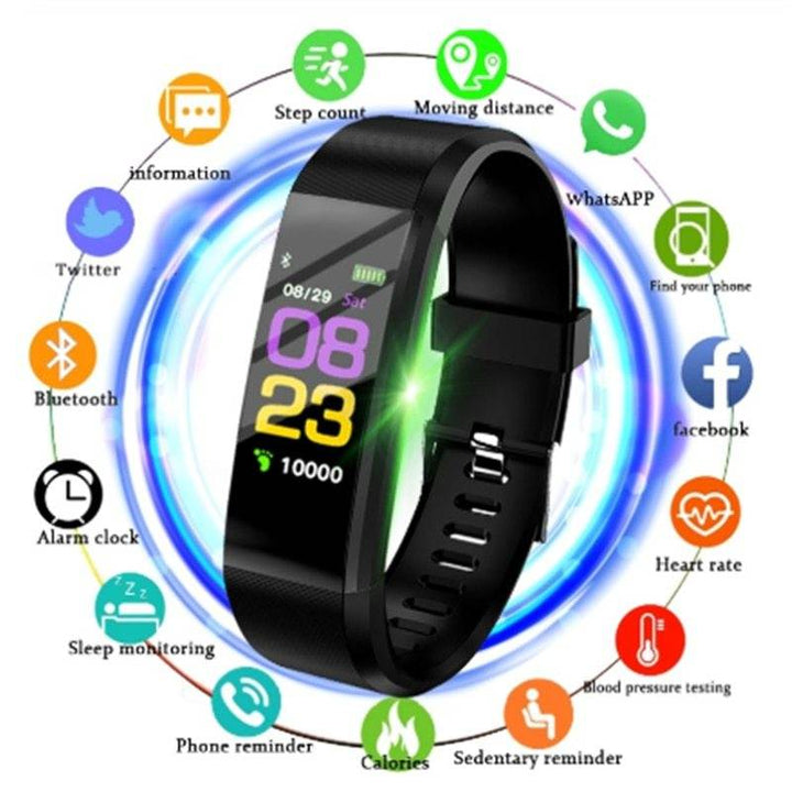 Screen Smart Wristband Heart Rate Monitor Fitness Activity Tracker 115plus Smart Band Color Blood Pressure Music Remote Control - ZEYTONCART