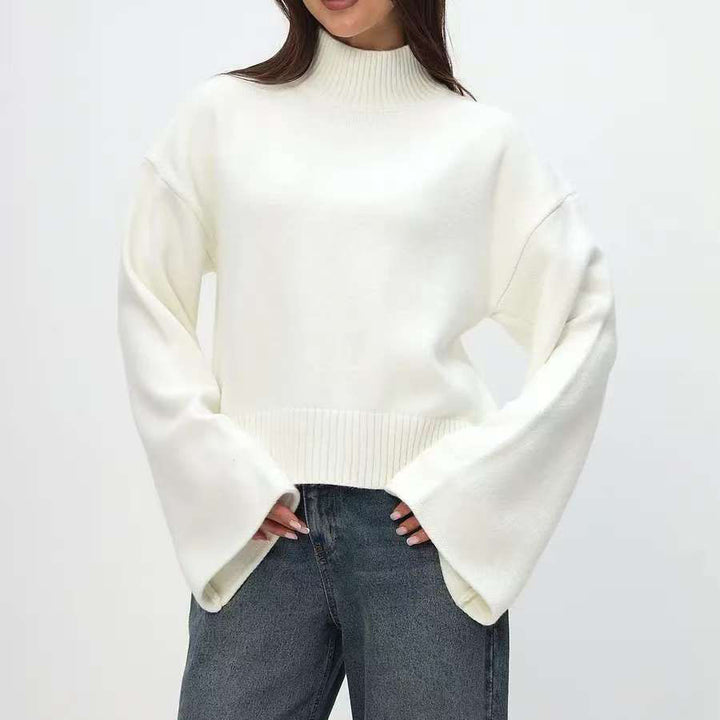 Autumn And Winter Loose Short Solid Color Knitted Top - ZEYTONCART