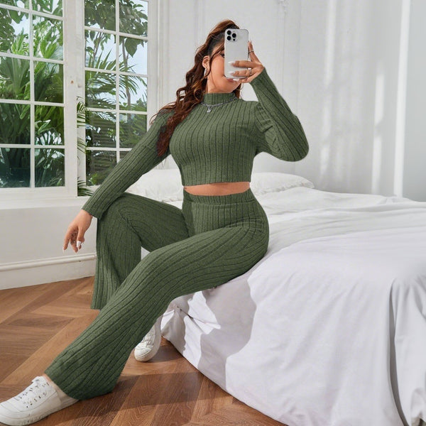 Autumn And Winter Solid Color Comfortable Slim Fit Two-piece Suit - ZEYTONCART