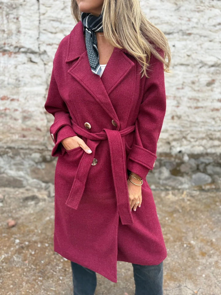 Autumn And Winter Lacing Cardigan Casual Long Sleeve Lapel Woolen Pocket Coat Women - ZEYTONCART