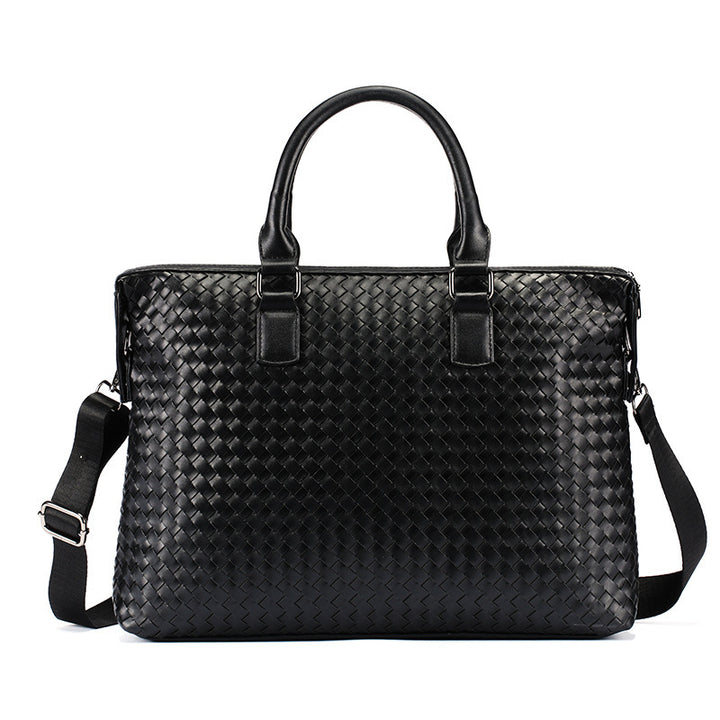 Men's Bag Leather Large Briefcase Hand Woven Luxury Handbags Business Tote Bags For Men High Quality Laptop Handbags - ZEYTONCART