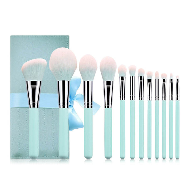 12 light blue makeup brushes - ZEYTONCART