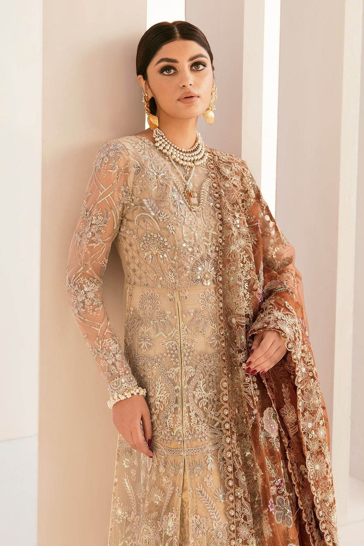 Ethereal 3-Piece Ensemble – A True Facade of LuxuryEMBROIDERED NET CH11-03 UNSTITCHED - ZEYTONCART