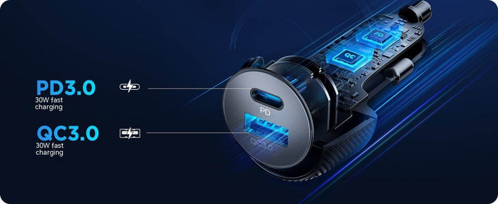 60W High Power Dual Port Button Car Charger - ZEYTONCART