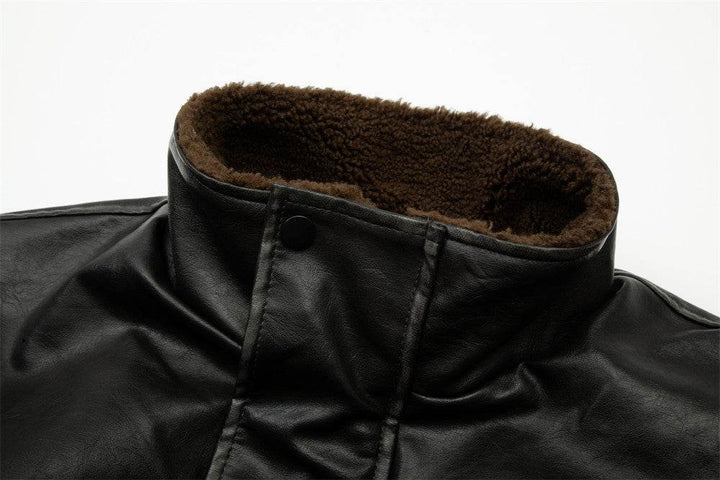 Leather Clothing With Stand Collar Coat For Men - ZEYTONCART