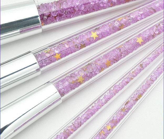 5 transparent handle makeup brushes - ZEYTONCART