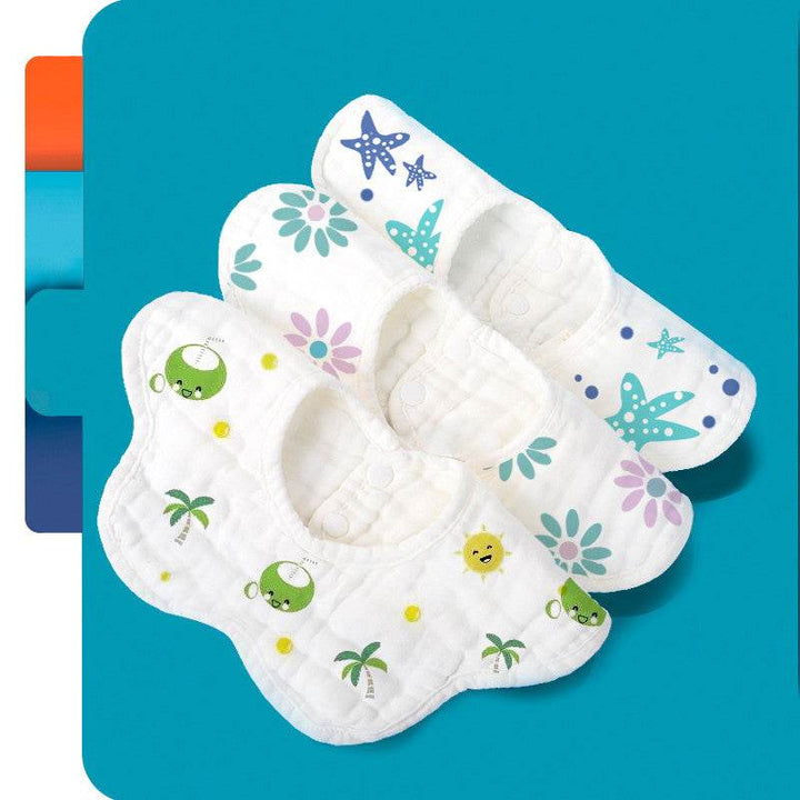 Rotating Flower Waterproof Baby Cloths Saliva Towel Cartoon Soft Round Baby Bibs Feeding Scarf - ZEYTONCART