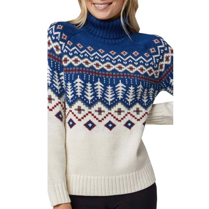 Women's Jacquard Turtleneck Fall And Winter Inner Wear Sweater - ZEYTONCART