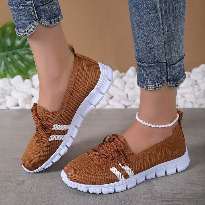 Casual Lace-up Mesh Shoes Preppy Flats Walking Running Sports Shoes Sneakers For Women - ZEYTONCART