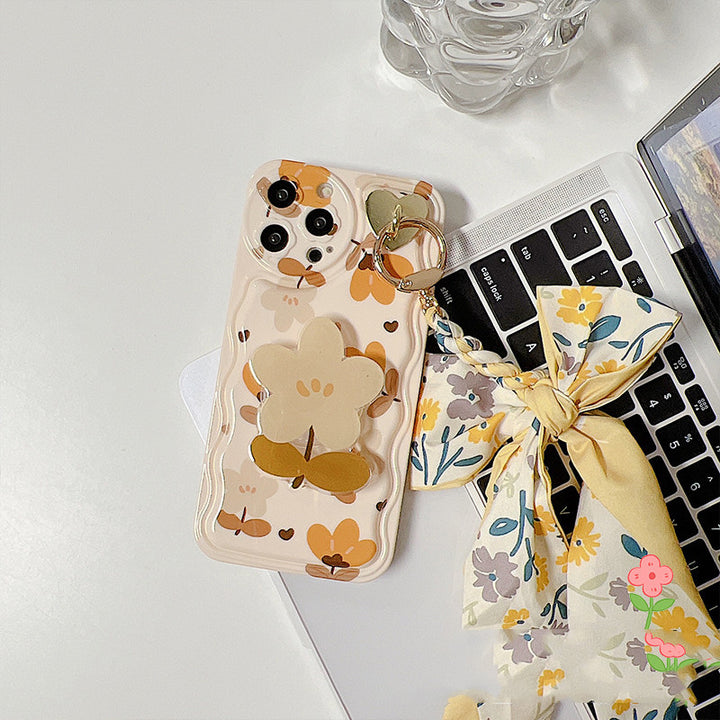 Autumn Leaves And Flowers With Bow Silk Scarf Phone Cases - ZEYTONCART