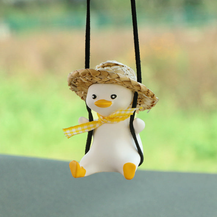 Car Pendant Cute Anime Little Duck Swing Auto Rearview Mirror Hanging Ornaments Interior Decoraction Accessories For Girls Gifts - ZEYTONCART