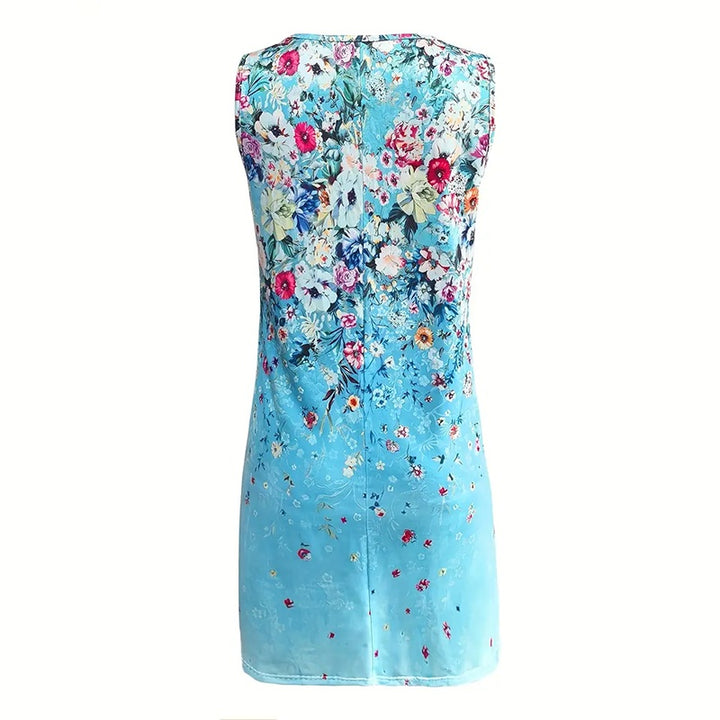 Women's Sleeveless Floral Print Boho Sundress Casual Loose Fit Summer Tank Dress - ZEYTONCART