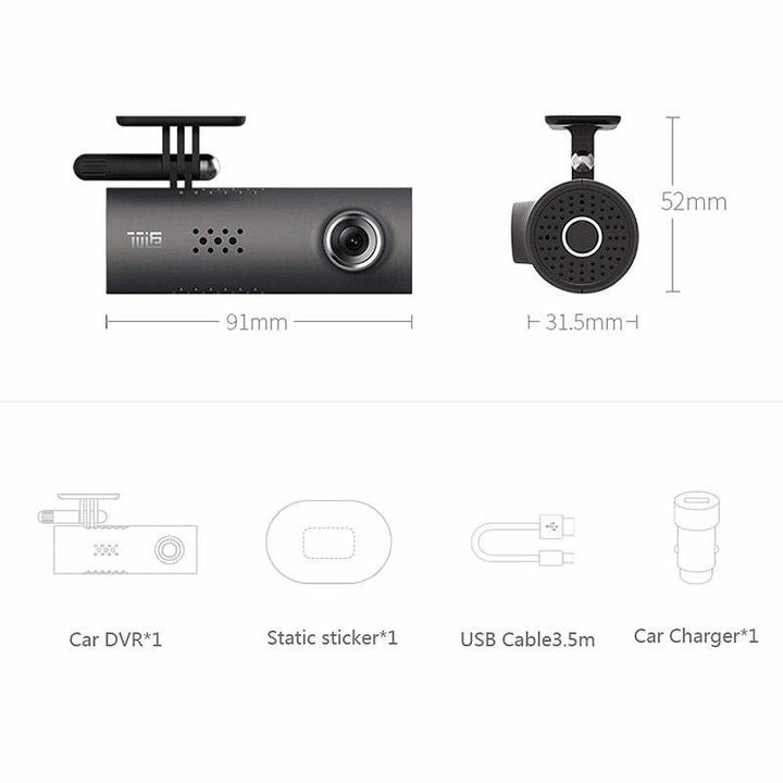 Car Dash Smart WiFi DVR 130 Degree Wireless Cam 1080P FHD Night Version G-Sensor Driving Recorder - ZEYTONCART