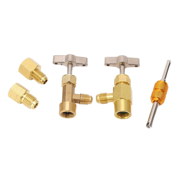 R134A Self Sealing Can Tap Valve Brass Puncture Style Dispenser Valve with Refrigerant Tank Adapters for Air Condition - ZEYTONCART