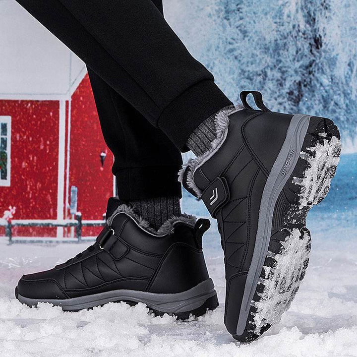 Men's High-top Travel Fleece-lined Warm Hiking Shoes - ZEYTONCART