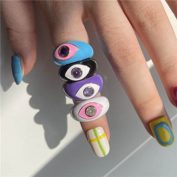 Drip Rings Eye Drip Rings Copper Gold Plated Zircon Rings - ZEYTONCART
