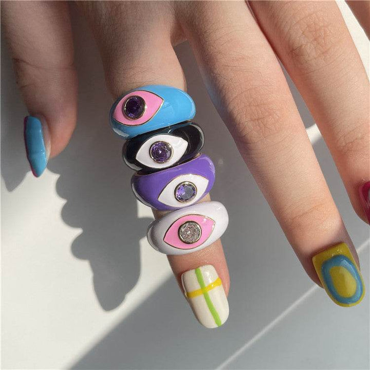 Drip Rings Eye Drip Rings Copper Gold Plated Zircon Rings - ZEYTONCART