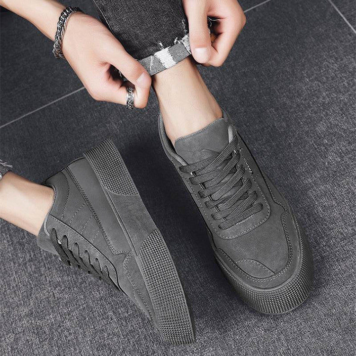 Casual Board Flat Shoes Men Breathable Thick-soled Lace-up Sneakers For Walking Running - ZEYTONCART