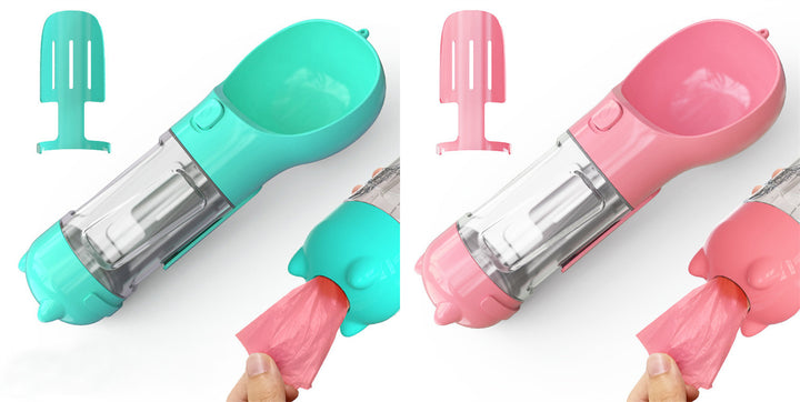Pet Water Bottle Feeder Bowl Garbage Bag Storage Portable Pet Outdoor Travel 3 In 1 Dog Water Bottle - ZEYTONCART