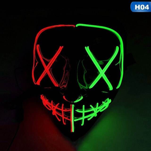 Scary face with blood horror thriller LED glow mask - ZEYTONCART