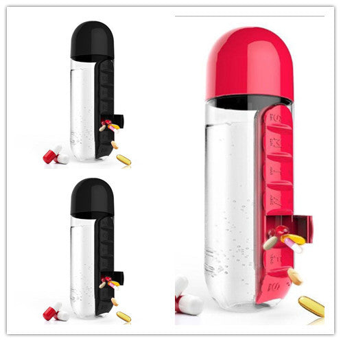Direct Selling Two-In-One Water Cup Pill Box 7-Day Pill Box 7 Grids Outdoor Easy To Carry Water Bottle One Week With Pill Box Cup - ZEYTONCART
