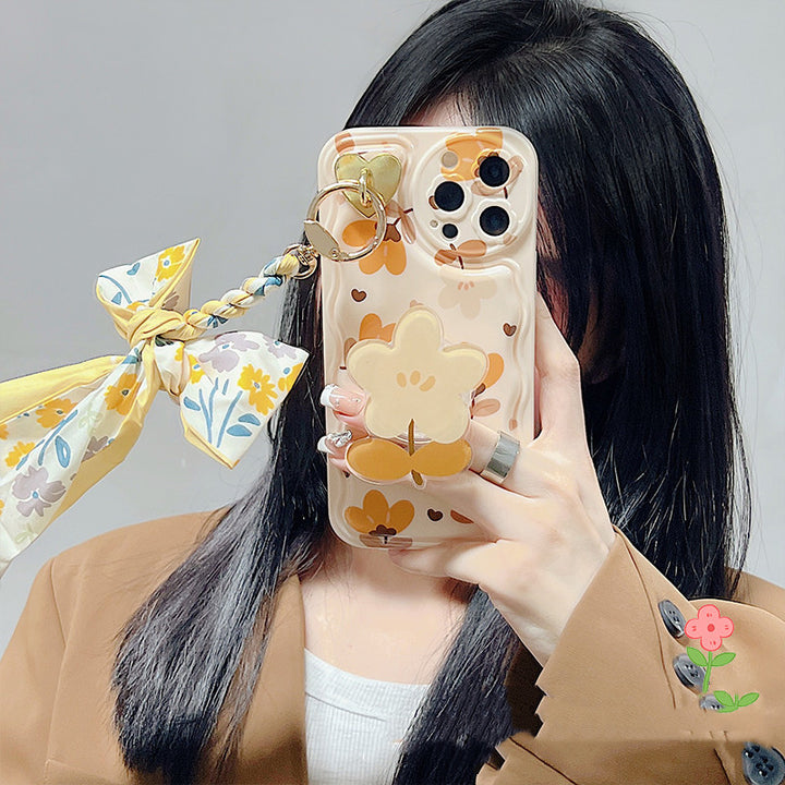 Autumn Leaves And Flowers With Bow Silk Scarf Phone Cases - ZEYTONCART