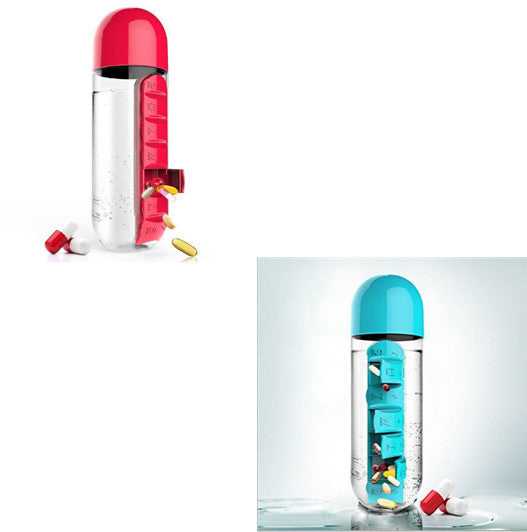 Direct Selling Two-In-One Water Cup Pill Box 7-Day Pill Box 7 Grids Outdoor Easy To Carry Water Bottle One Week With Pill Box Cup - ZEYTONCART