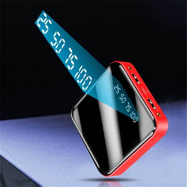 Mini Power Bank 20000 MAh Portable Mirror Digital Display Power Bank - ZEYTONCART