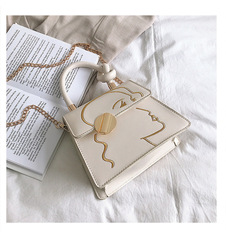 Fashion embroidered small square bag - ZEYTONCART