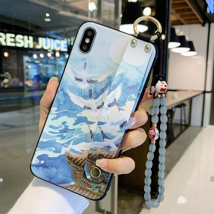 Compatible with Apple, Rose Flowers Wrist Strap phone Cases For iPhone - ZEYTONCART