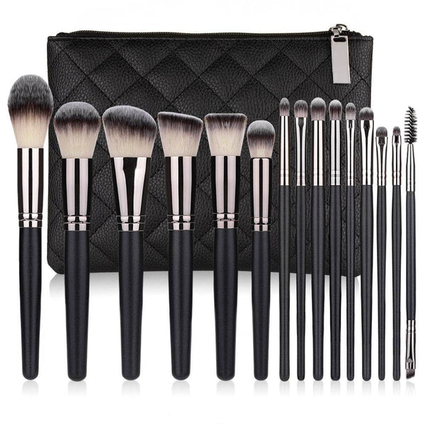 15 Makeup Brushes Set Full Set Matte Black Makeup Tools - ZEYTONCART