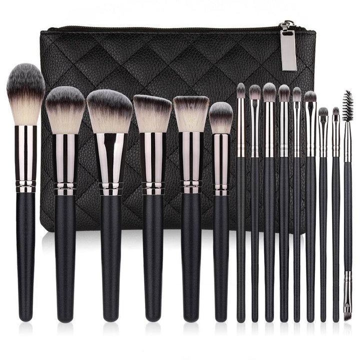 15 Makeup Brushes Set Full Set Matte Black Makeup Tools - ZEYTONCART