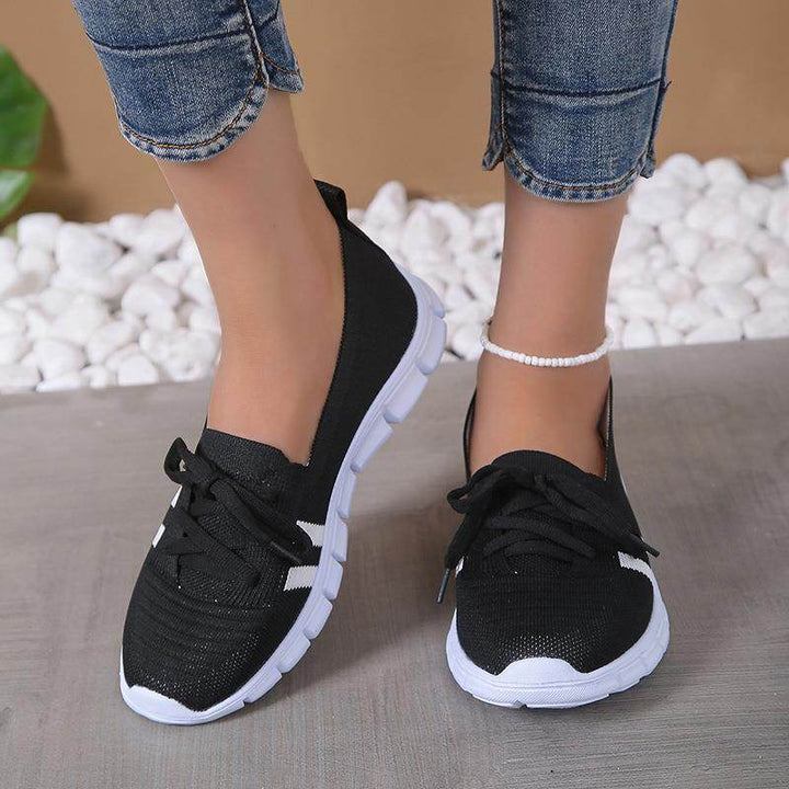 Casual Lace-up Mesh Shoes Preppy Flats Walking Running Sports Shoes Sneakers For Women - ZEYTONCART