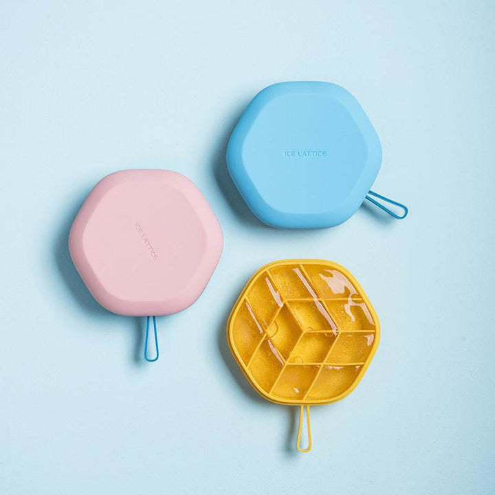 Silicone 12 Cavity Hexagon 3D Ice Mold DIY Popsicle Mould Ice Cream Makers Storage Box - ZEYTONCART