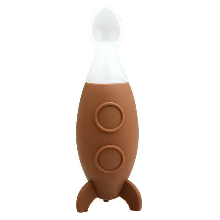 Creative Small Rocket Squeeze Silicone Feeding Spoon Baby Food Supplement Feeding Bottle - ZEYTONCART