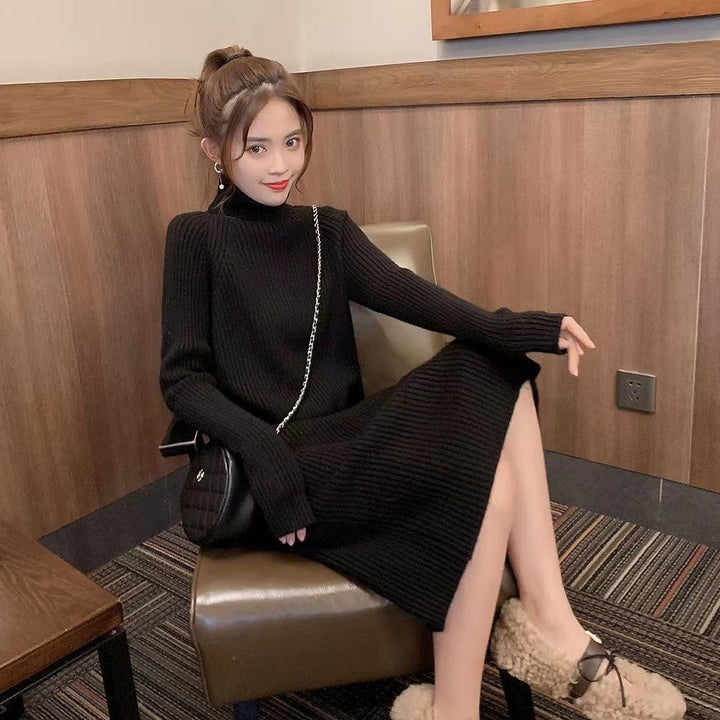 Mid-length High Collar Sweater Dress Women's Thickened Autumn And Winter Loose - ZEYTONCART