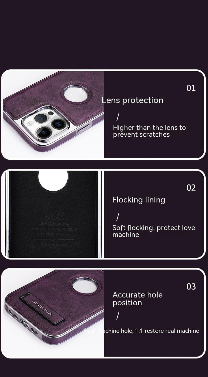 Applicable Phone Case All-inclusive Drop-resistant High-grade Leather Bracket Shell - ZEYTONCART