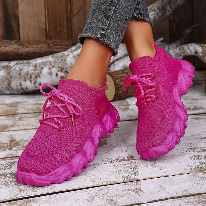 Lace-up Sneakers Lightweight Breathable Mesh Shoes Slip-on Running Walking Shoes For Women - ZEYTONCART