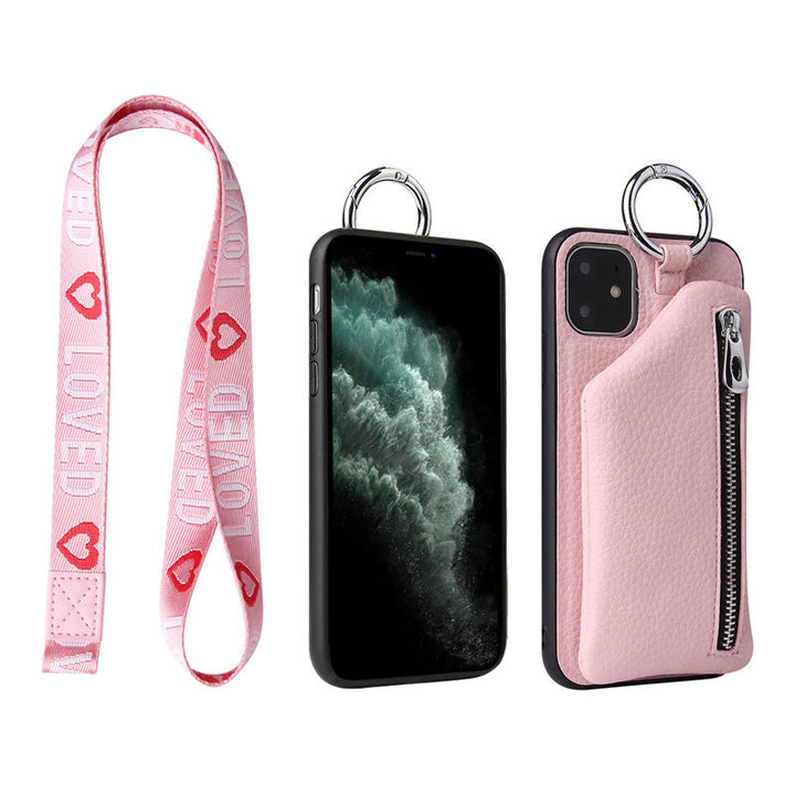 PU Leather Strap Cord Coin Purse Phone Cases Crossbody Neck Lanyard Wallet Cover - ZEYTONCART