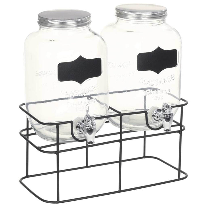 vidaXL Beverage Dispensers 2 pcs with Stand 2 x 4  L Glass - ZEYTONCART