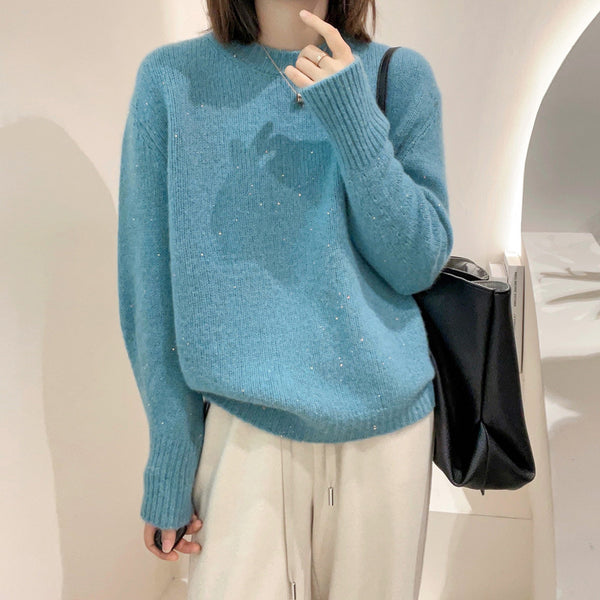 Soft Glutinous Fashion All-match Round Neck Long Sleeve Autumn And Winter - ZEYTONCART