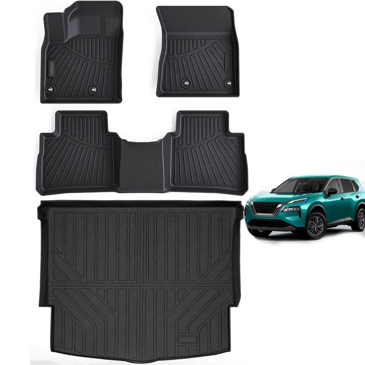 Floor Mats & Cargo Liners Backrest Mats Compatible For 2021-2025 Nissan Rogue All Weather 2 Row Floor Liners And Trunk Mat Anti-Slip Rubber Mats-Blacks - ZEYTONCART