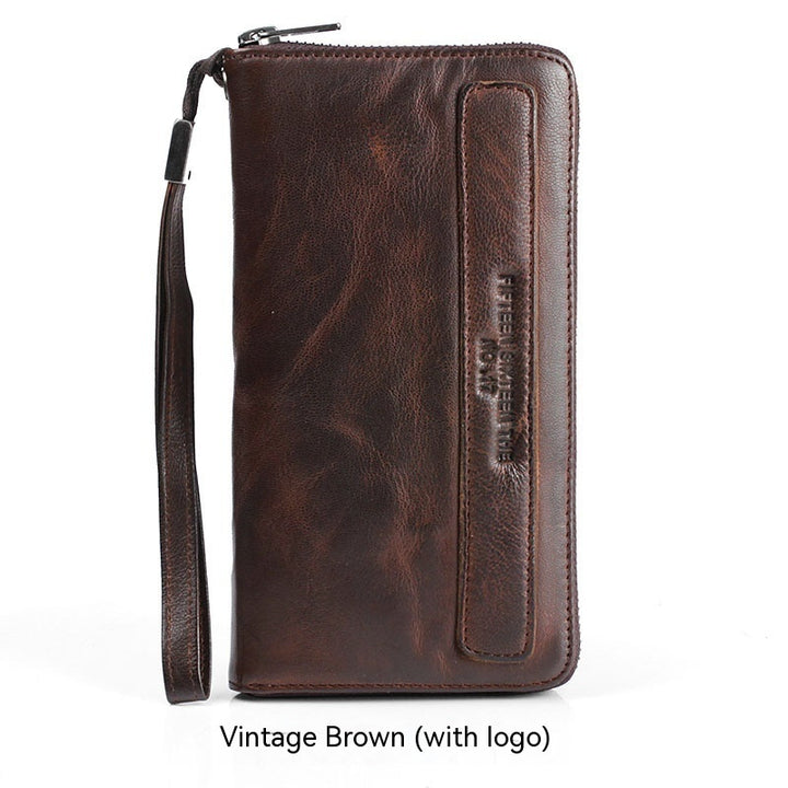 Men's Handmade Sheepskin Retro Long Wallet - ZEYTONCART