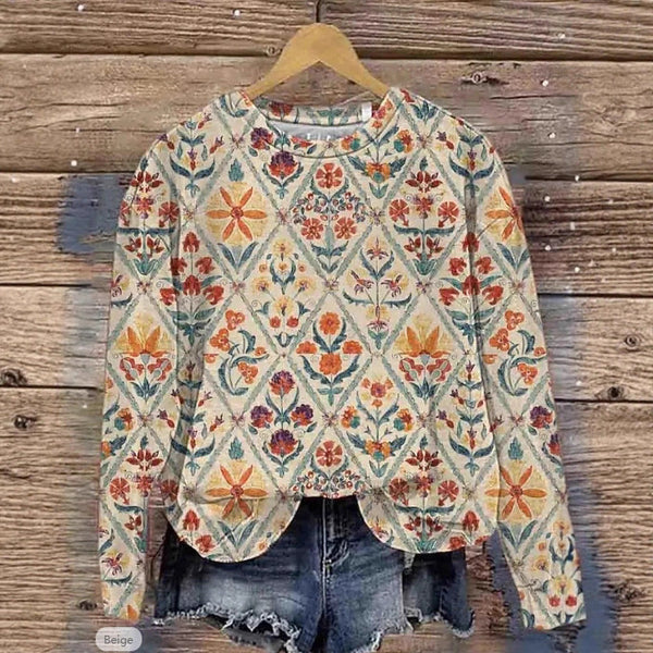 European And American Printing Long Sleeve Casual Top Autumn Winter Sweater - ZEYTONCART