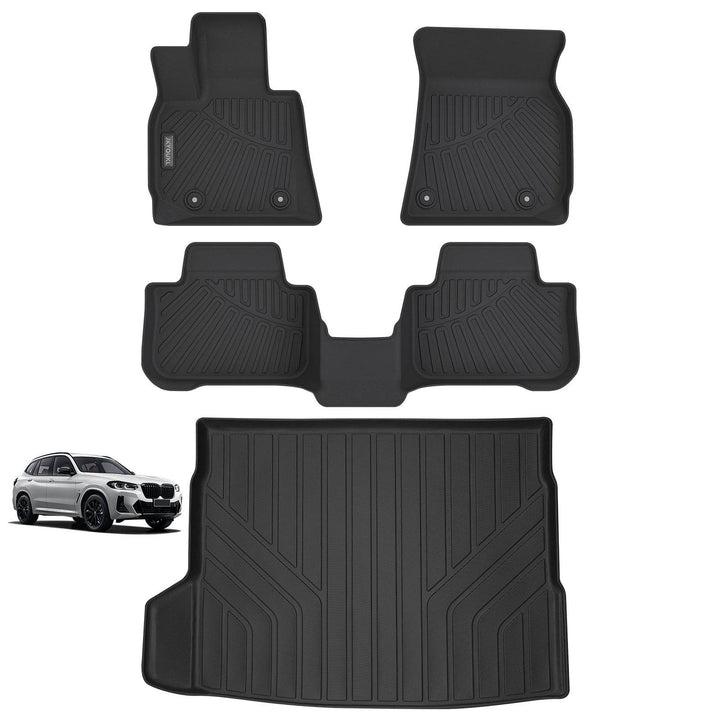 JIYOUKL Floor Mats & Cargo Liners Compatible For 2025 BMW X3 All Weather 2 Row Floor Liners And Trunk Mat Mats Accessories-Black - ZEYTONCART